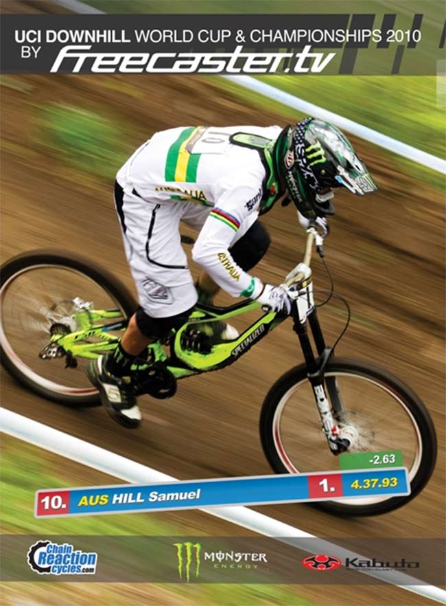 The 2010 freecaster DVD : Every round of the World Cup, where the season long battle between Greg Minnaar and Gee Atherton came down to a mere 0.37 of a second